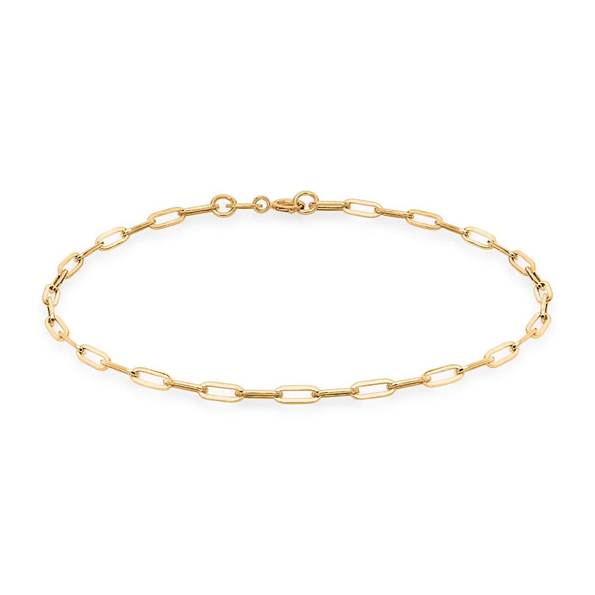 9K Yellow Gold Chain Bracelet (Size - 7.25) with Spring Ring Clasp