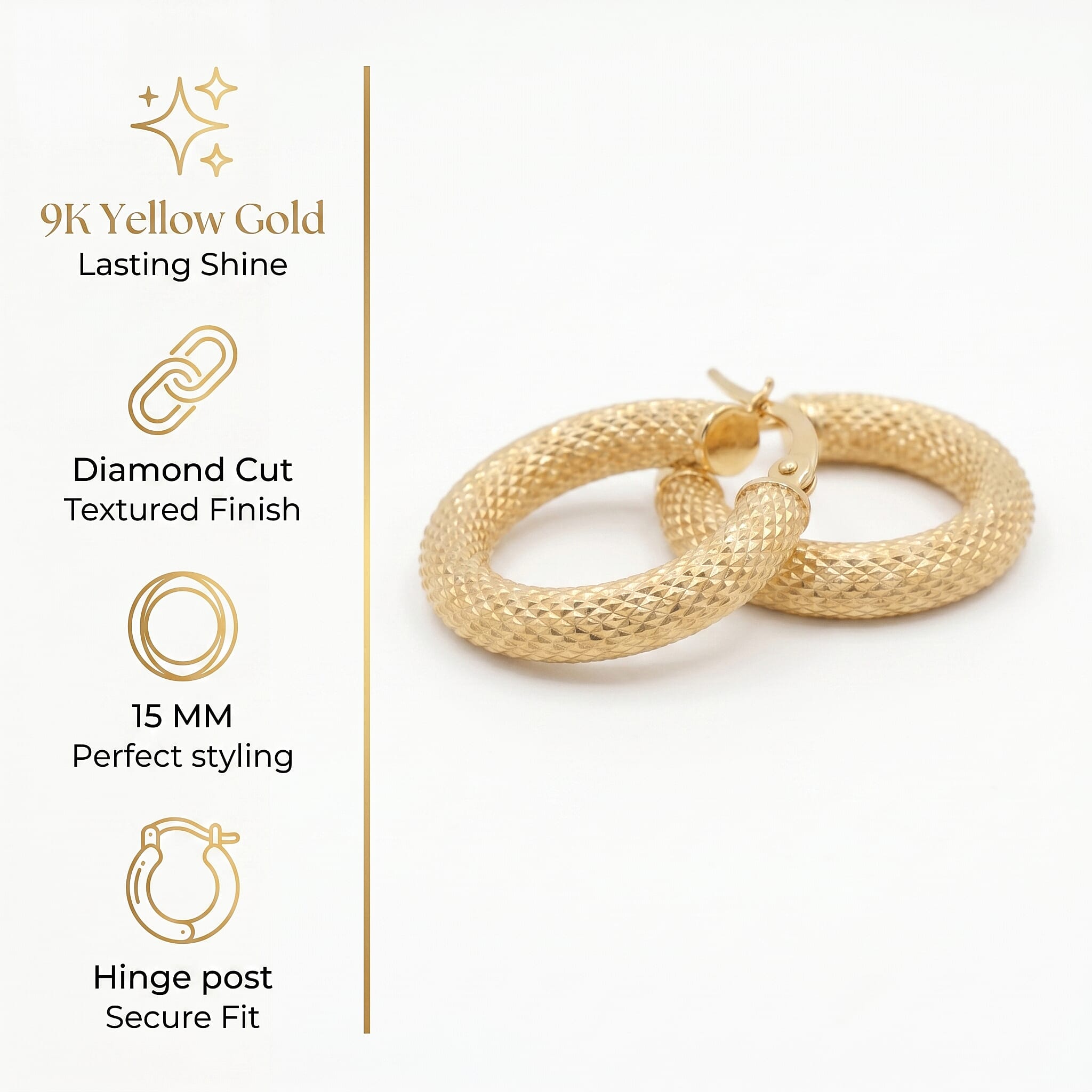 9K Yellow Gold Earring with Clasp