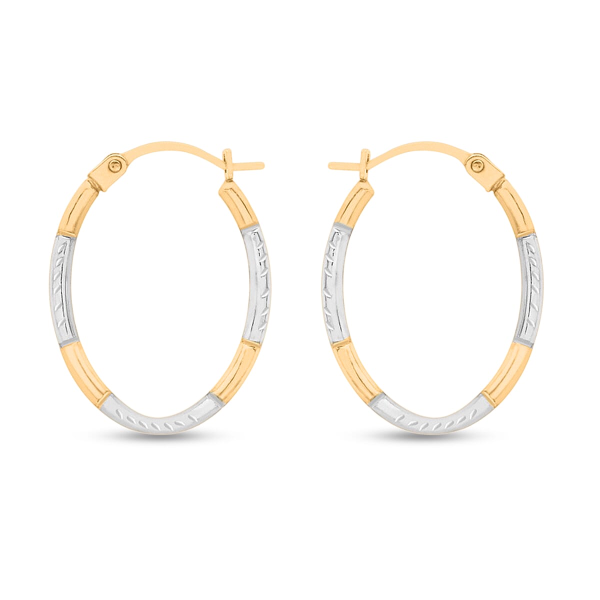 9K Yellow Gold Earring with Clasp in Two Tone Plating