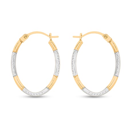 9K Yellow Gold Earring with Clasp in Two Tone Plating