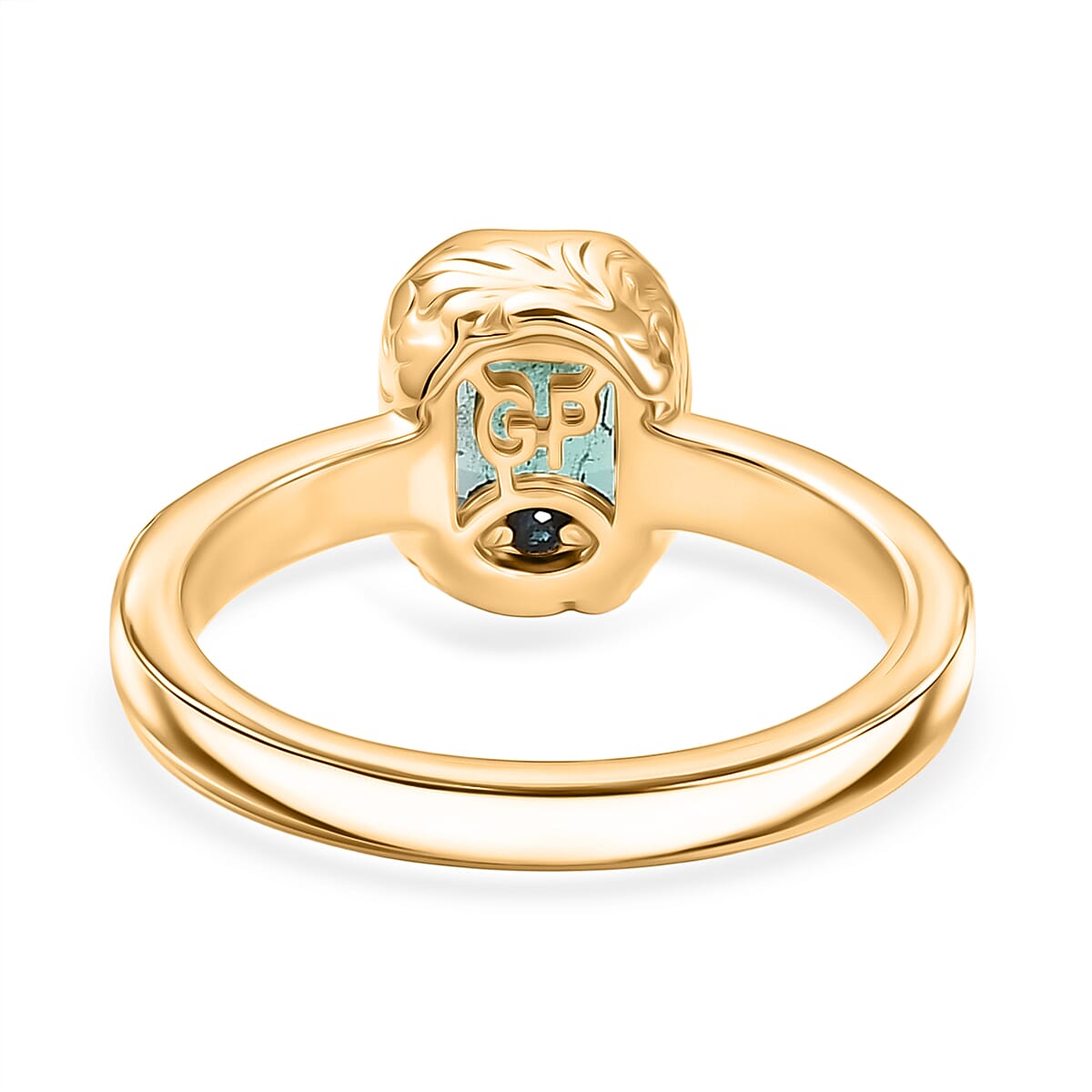 GP Family Legacy Italy - AAA Gemfields Zambian Emerald & Blue Sapphire Ring in 18K Vermeil Yellow Gold Plated Sterling Silver 1.10 Ct.