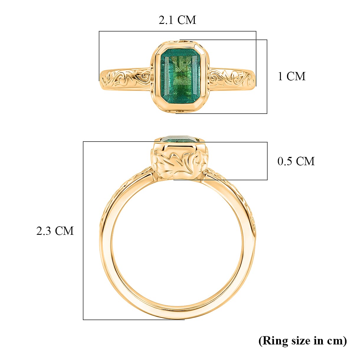 GP Family Legacy Italy - AAA Gemfields Zambian Emerald & Blue Sapphire Ring in 18K Vermeil Yellow Gold Plated Sterling Silver 1.10 Ct.