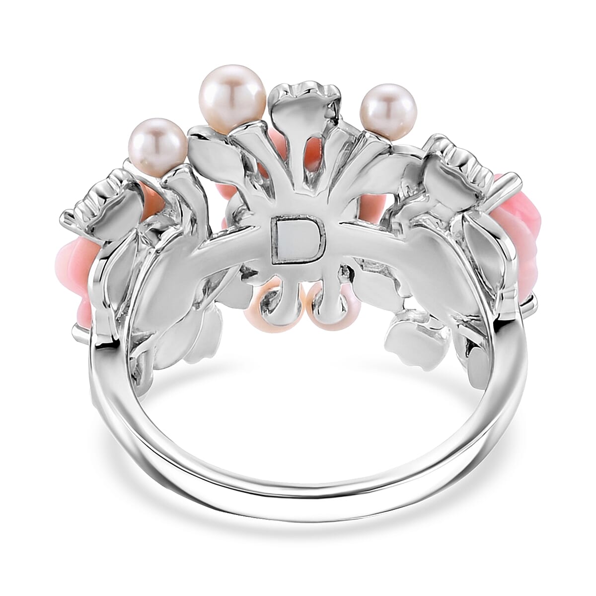D'Joy Pink Mother Of Pearl, Fresh Water Pearl Fancy Ring Sterling Silver  5.100  Ct.