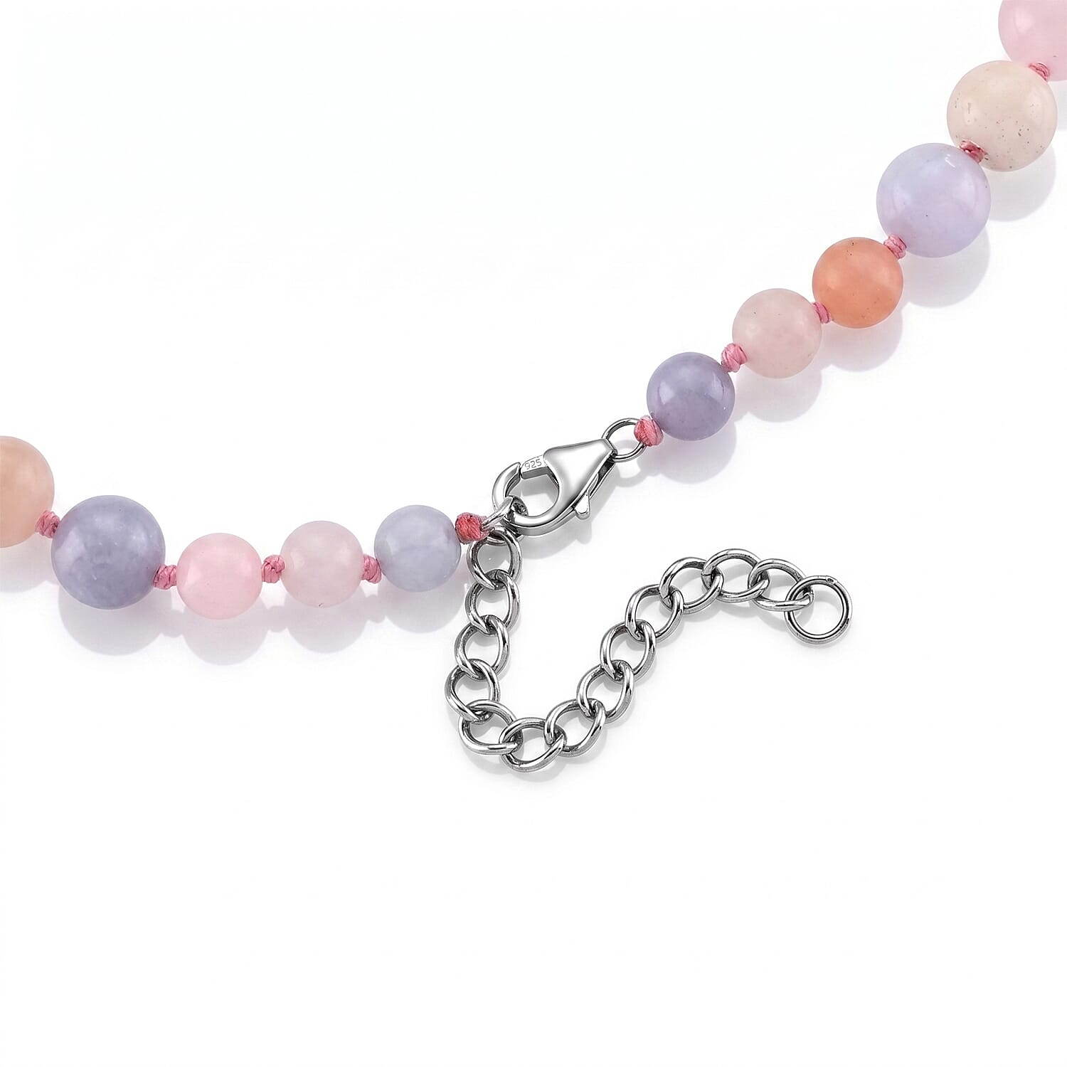 D'Joy - Purple Mother of Pearl & Multi Gemstones Adjustable Drop Necklace (Size - 18-2 Ext) in Rhodium Overlay Sterling Silver 176.40 Ct