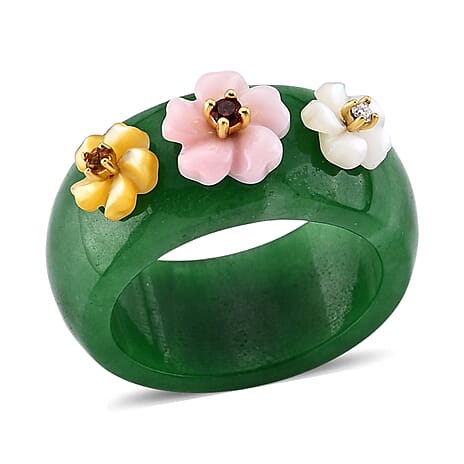 D'Joy Pink Mother Of Pearl, Multi Gemstones Fancy Ring Sterling Silver  35.580  Ct.