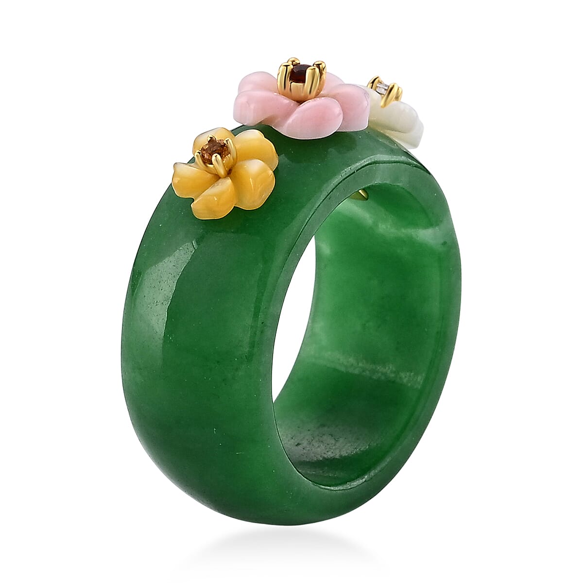 D'Joy Pink Mother Of Pearl, Multi Gemstones Fancy Ring Sterling Silver  35.580  Ct.