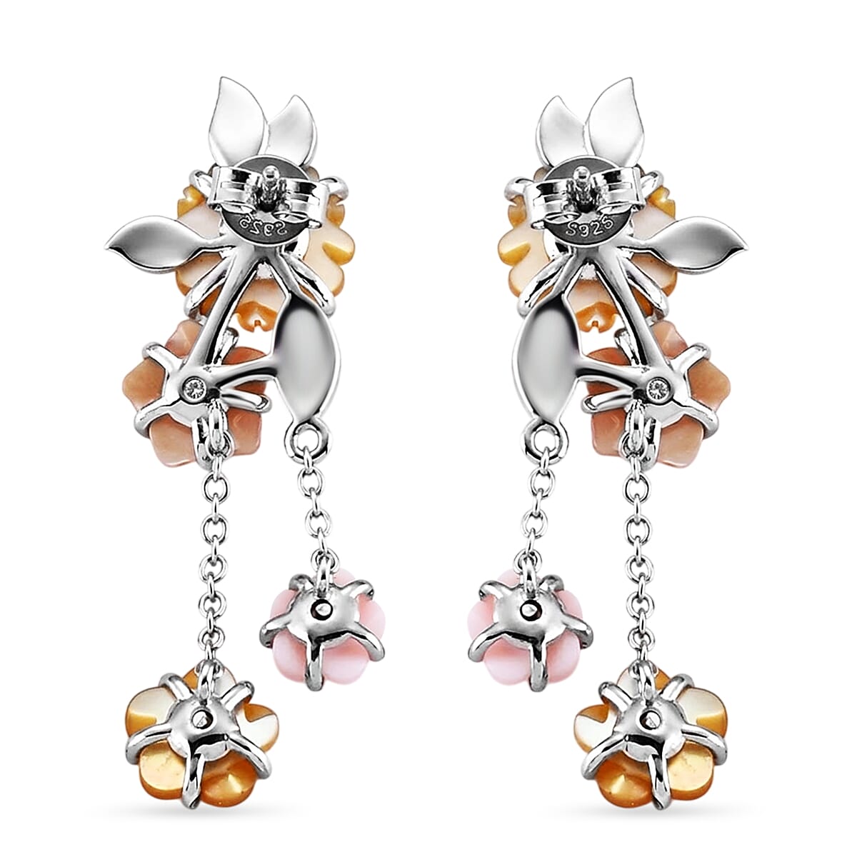 D'Joy Pink Mother Of Pearl, Multi Gemstones Earring Sterling Silver  8.040  Ct.
