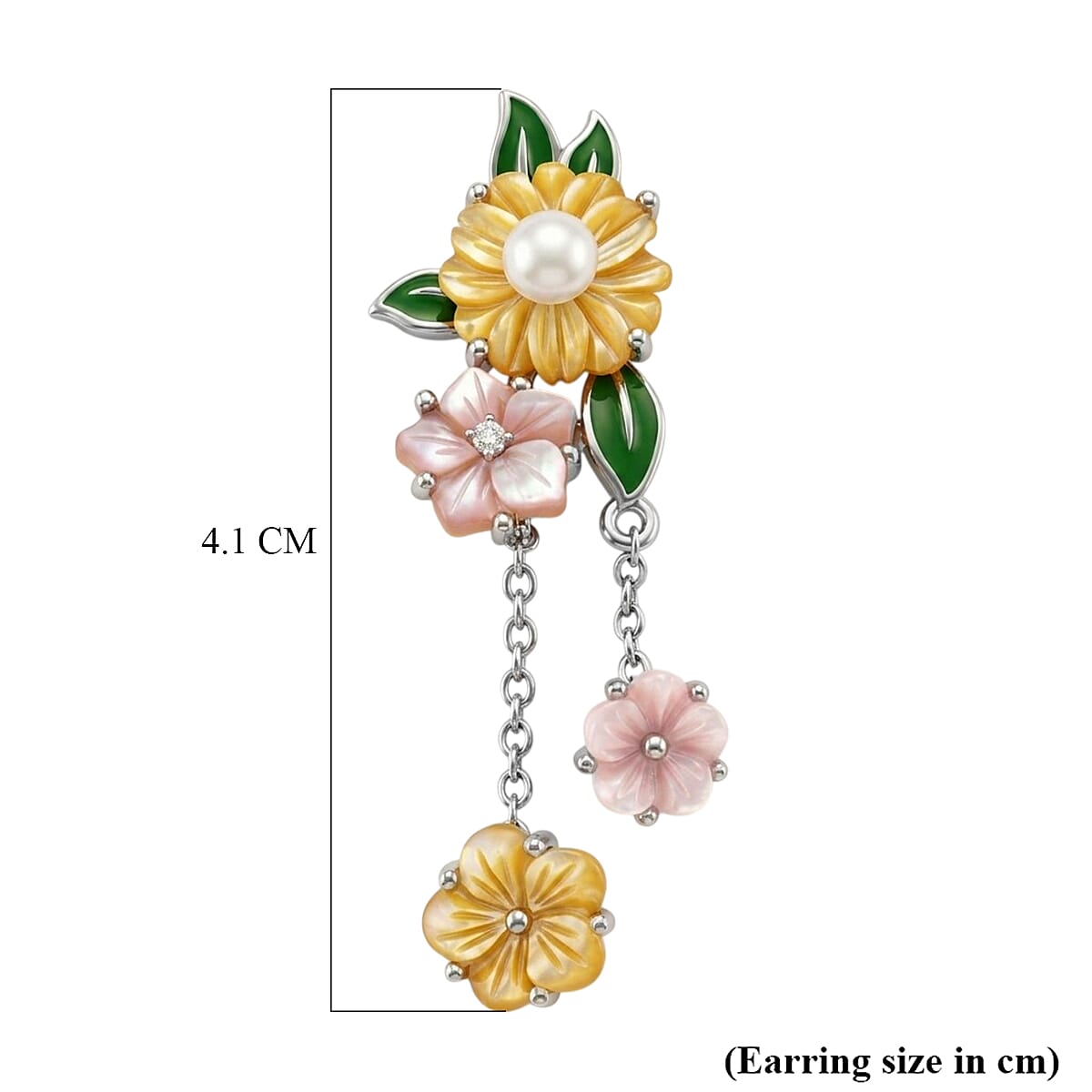 D'Joy Pink Mother Of Pearl, Multi Gemstones Earring Sterling Silver  8.040  Ct.