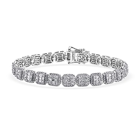 Luxuriant - SGL Certified Lab Grown Diamond (SI-G-H) Tennis Bracelet (Size - 7.5) in Rhodium Overlay Sterling Silver 5.00 Ct, Silver Wt. 17.00 Gms