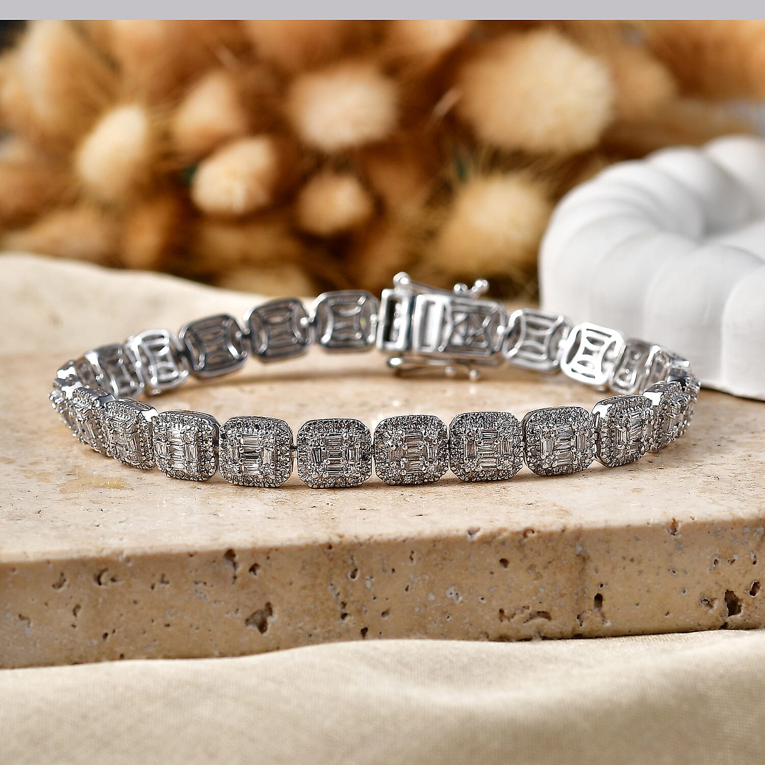 Luxuriant - SGL Certified Lab Grown Diamond (SI-G-H) Tennis Bracelet (Size - 7.5) in Rhodium Overlay Sterling Silver 5.00 Ct, Silver Wt. 17.00 Gms