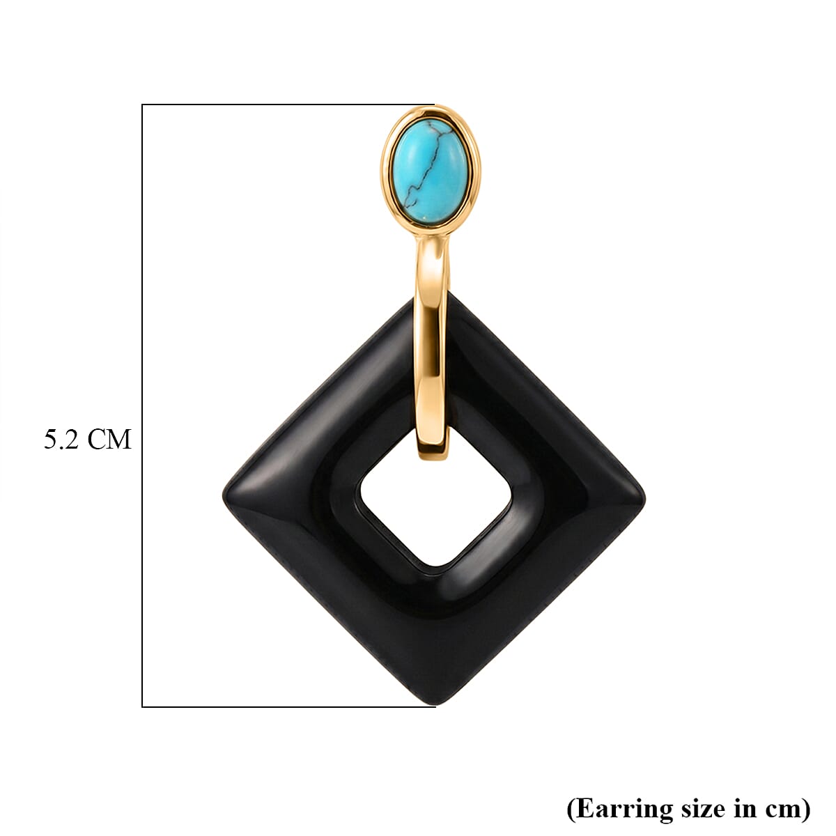 Shungite & Blue Howlite Geometric Drop Earring in Yellow Gold Tone 53.00 Ct.