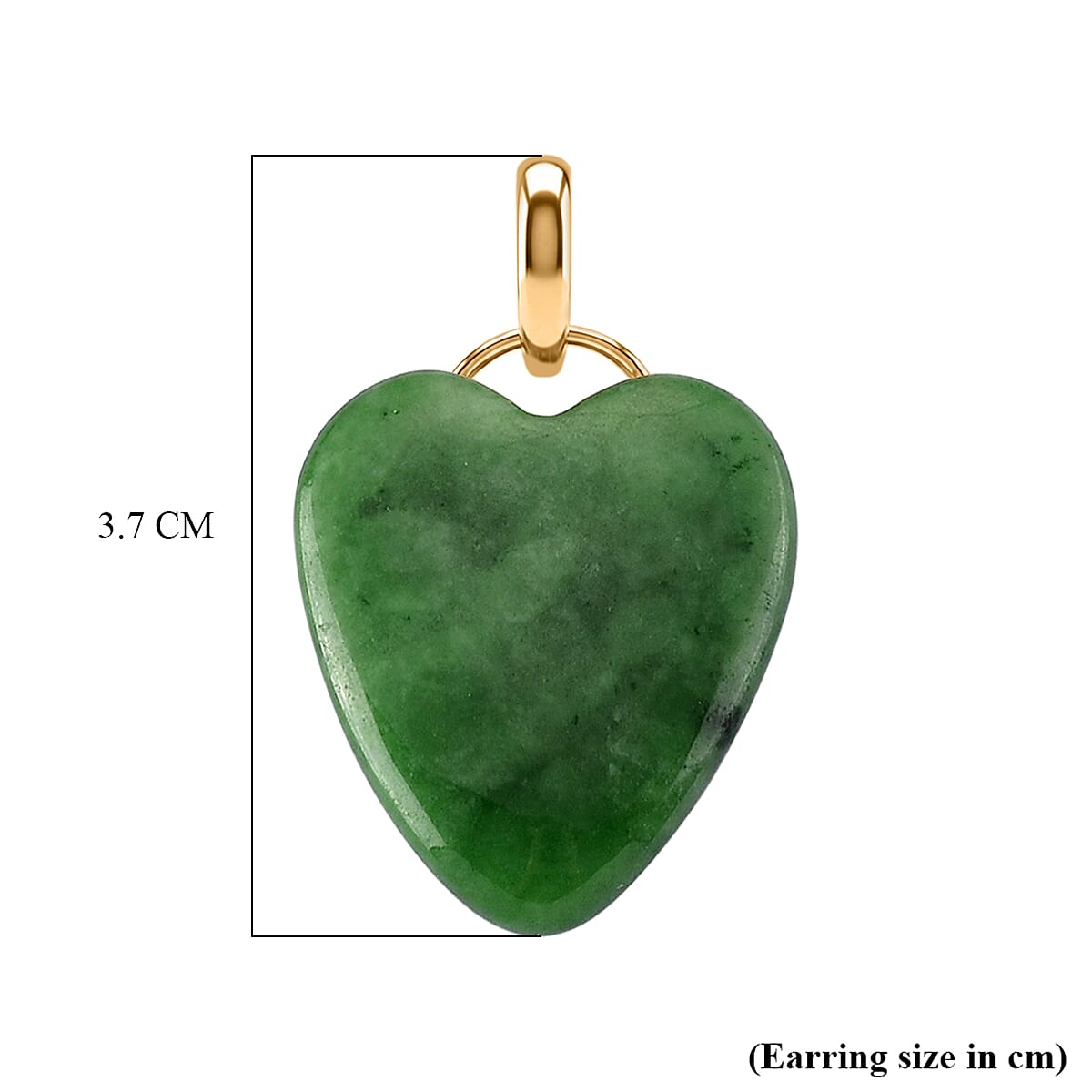 D'Joy - Enhanced Green Jade Heart Earring with Push Back in Yellow Gold Plated Sterling Silver 20.00 Ct.