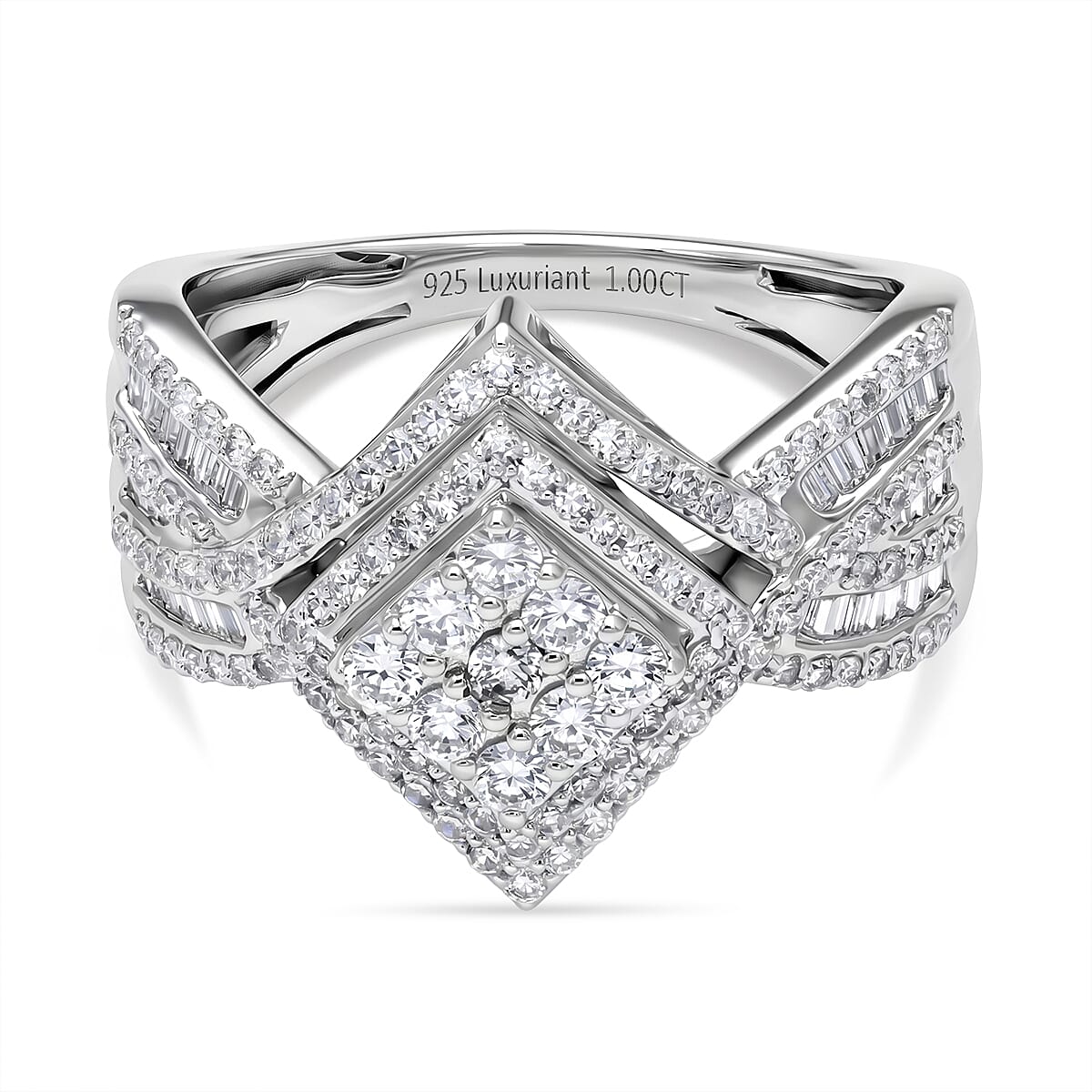 Luxuriant - Lab Grown Diamond (SI-G-H) Kite Design Ring in Rhodium Overlay Sterling Silver
