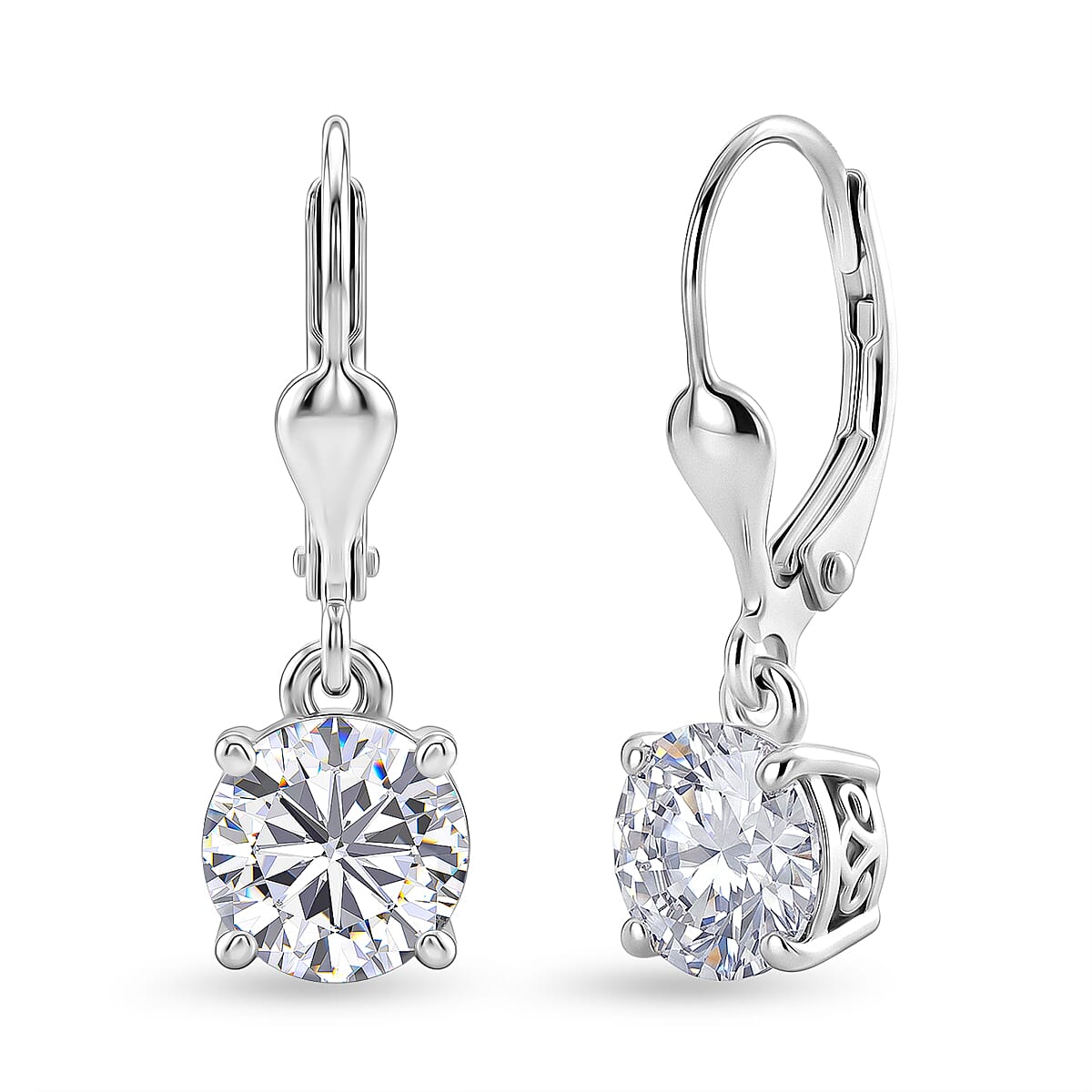 D'Joy Moissanite Earring in Rhodium OverlaySterling Silver  2.410  Ct.