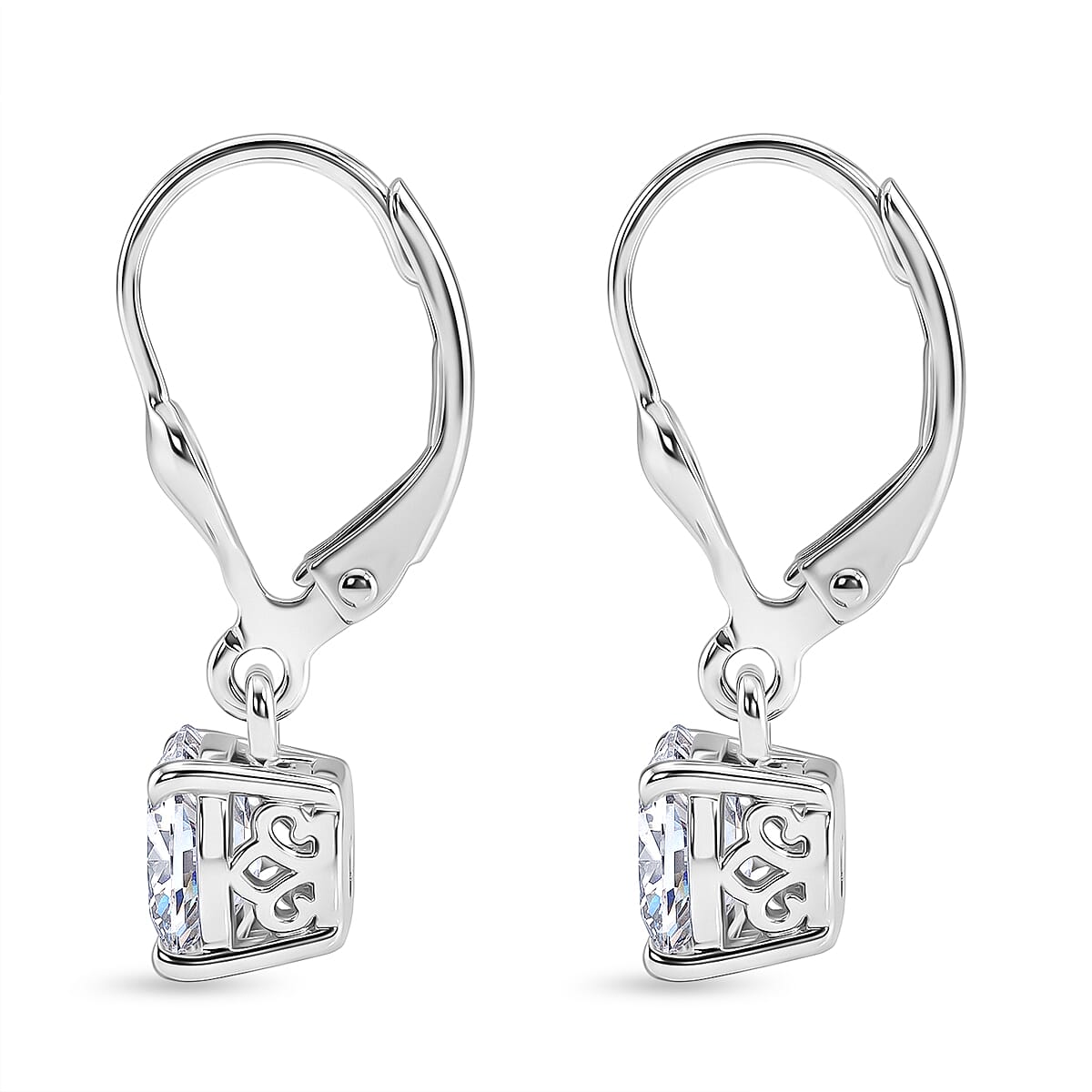 D'Joy Moissanite Earring in Rhodium OverlaySterling Silver  2.410  Ct.