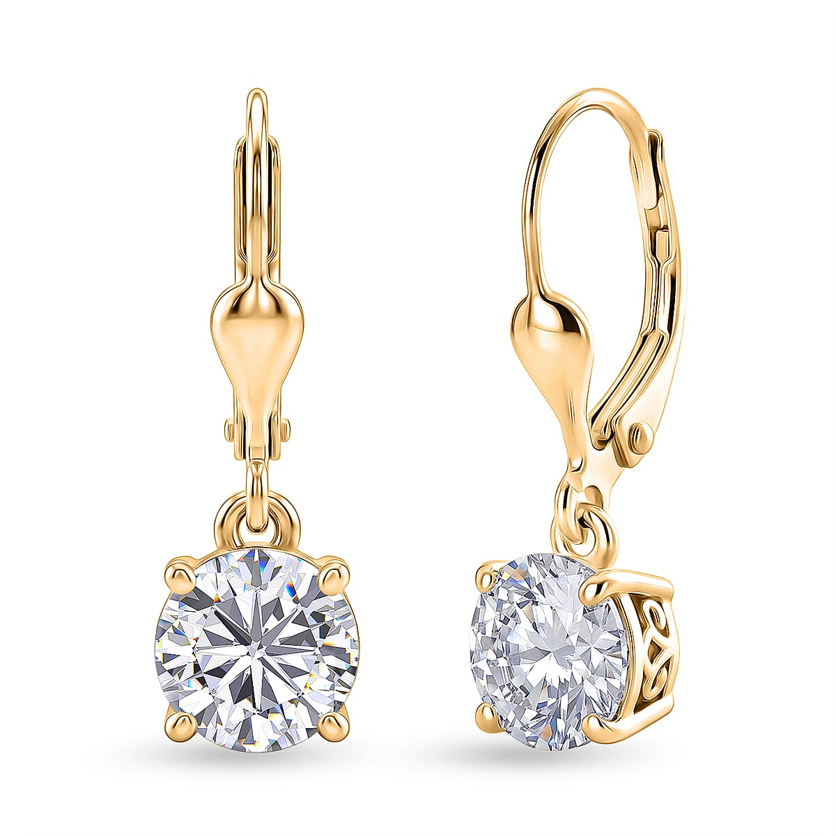 D'Joy Moissanite Earring in 18K YG VermeilSterling Silver  2.410  Ct.