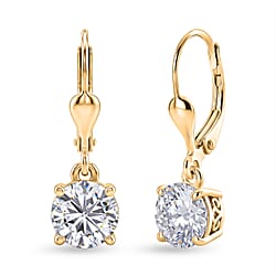Royal Bali Collection - D'Joy Moissanite Earring with Lever Back in 18K Vermeil Yellow Gold Plated Sterling Silver 2.40 Ct.