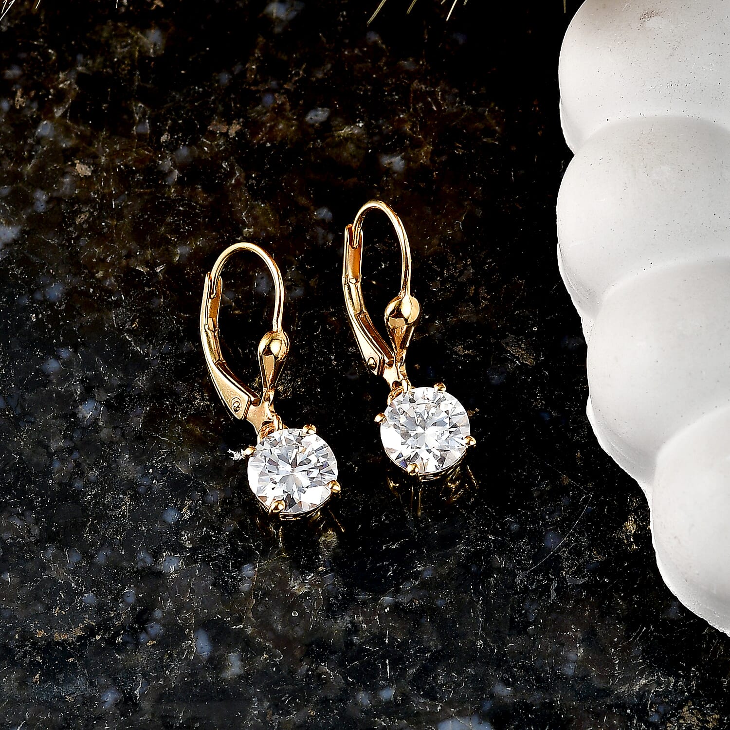D'Joy Moissanite Earring in 18K YG VermeilSterling Silver  2.410  Ct.