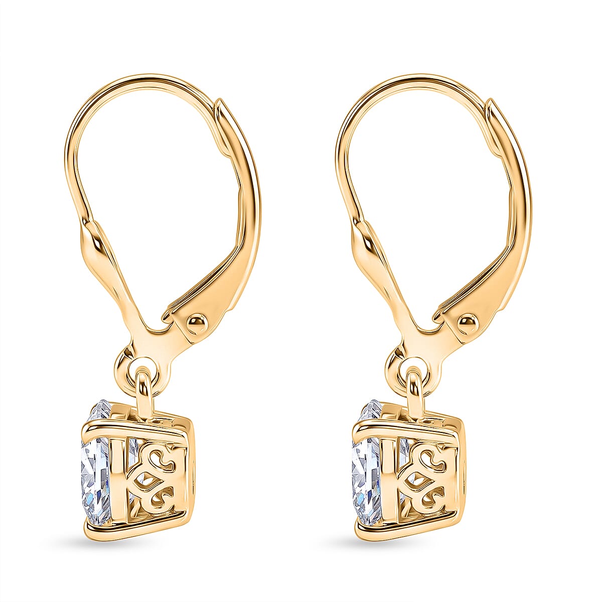 D'Joy Moissanite Earring in 18K YG VermeilSterling Silver  2.410  Ct.
