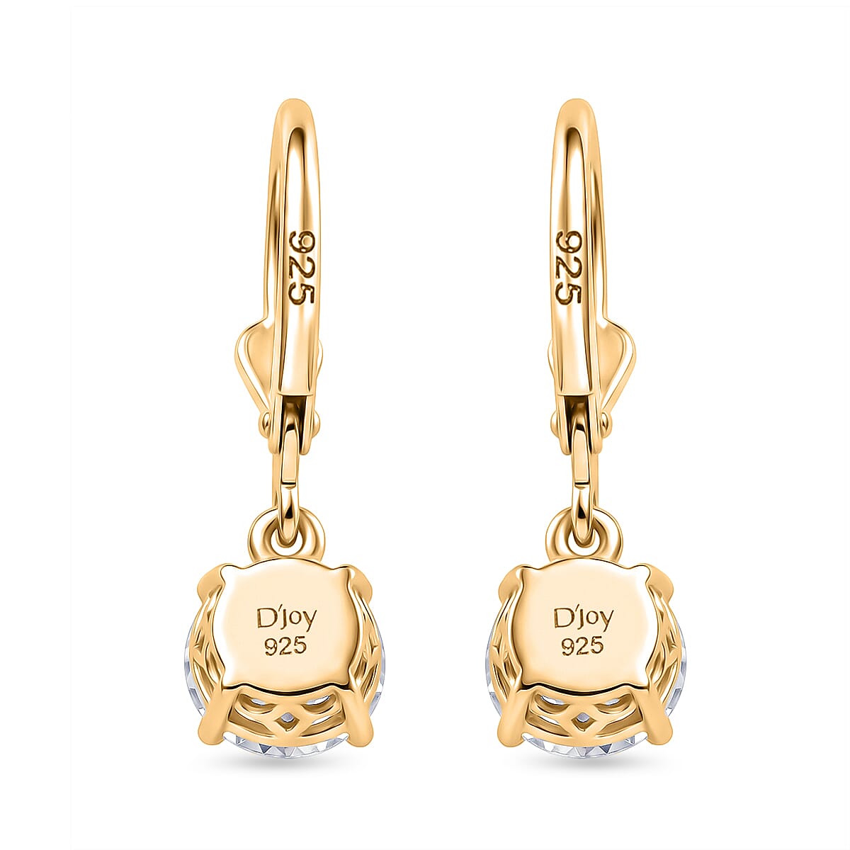 D'Joy Moissanite Earring in 18K YG VermeilSterling Silver  2.410  Ct.