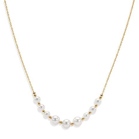 D'Joy - Chinese Akoya Pearl Adjustable Beads Necklace (Size - 18-2 Ext) in Yellow Gold Plated Sterling Silver 10.00 Ct.