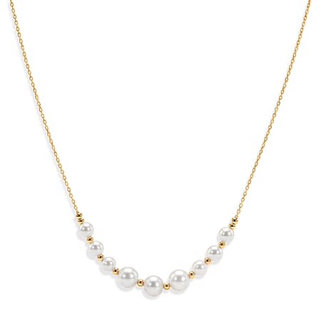 D'Joy - Akoya Pearl Adjustable Beads Necklace (Size - 18-2 Ext) in Yellow Gold Plated Sterling Silver 10.00 Ct. D'Joy - Akoya Pearl Adjustable Beads Necklace (Size - 18-2 Ext) in Yellow Gold Plated Sterling Silver 10.00 Ct.