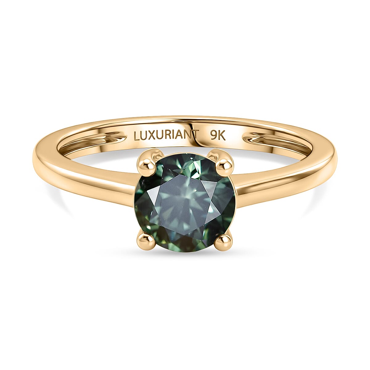 Luxuriant - 9K Yellow Gold SGL Certified Lab Grown Green Diamond (SI) Solitaire Ring 1.00 Ct.