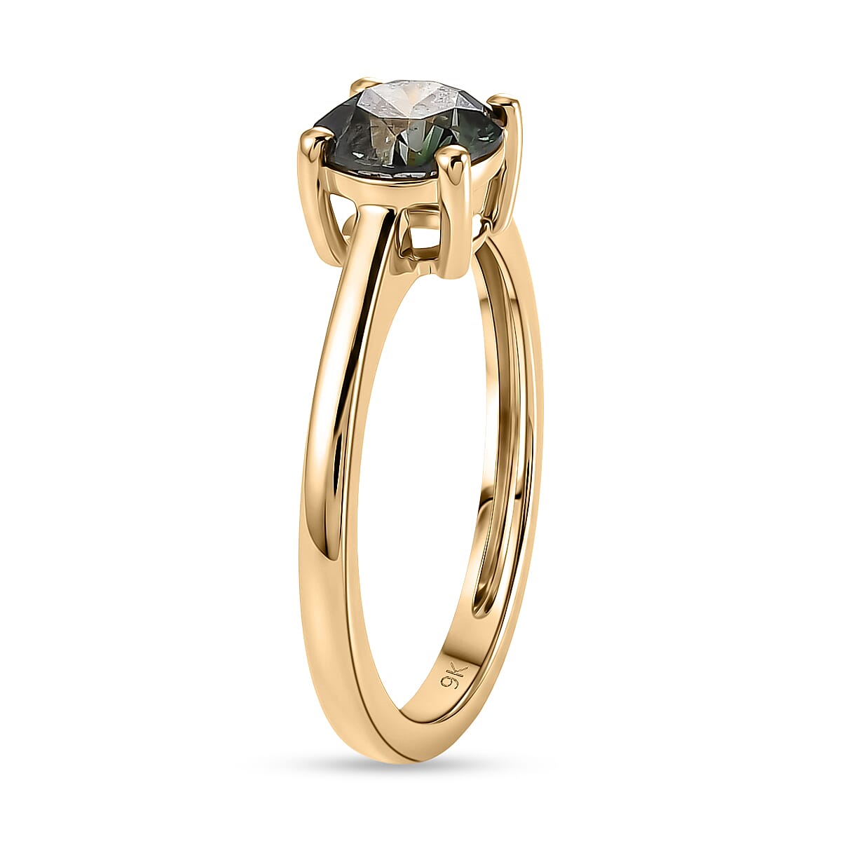 Luxuriant - 9K Yellow Gold SGL Certified Lab Grown Green Diamond (SI) Solitaire Ring 1.00 Ct.