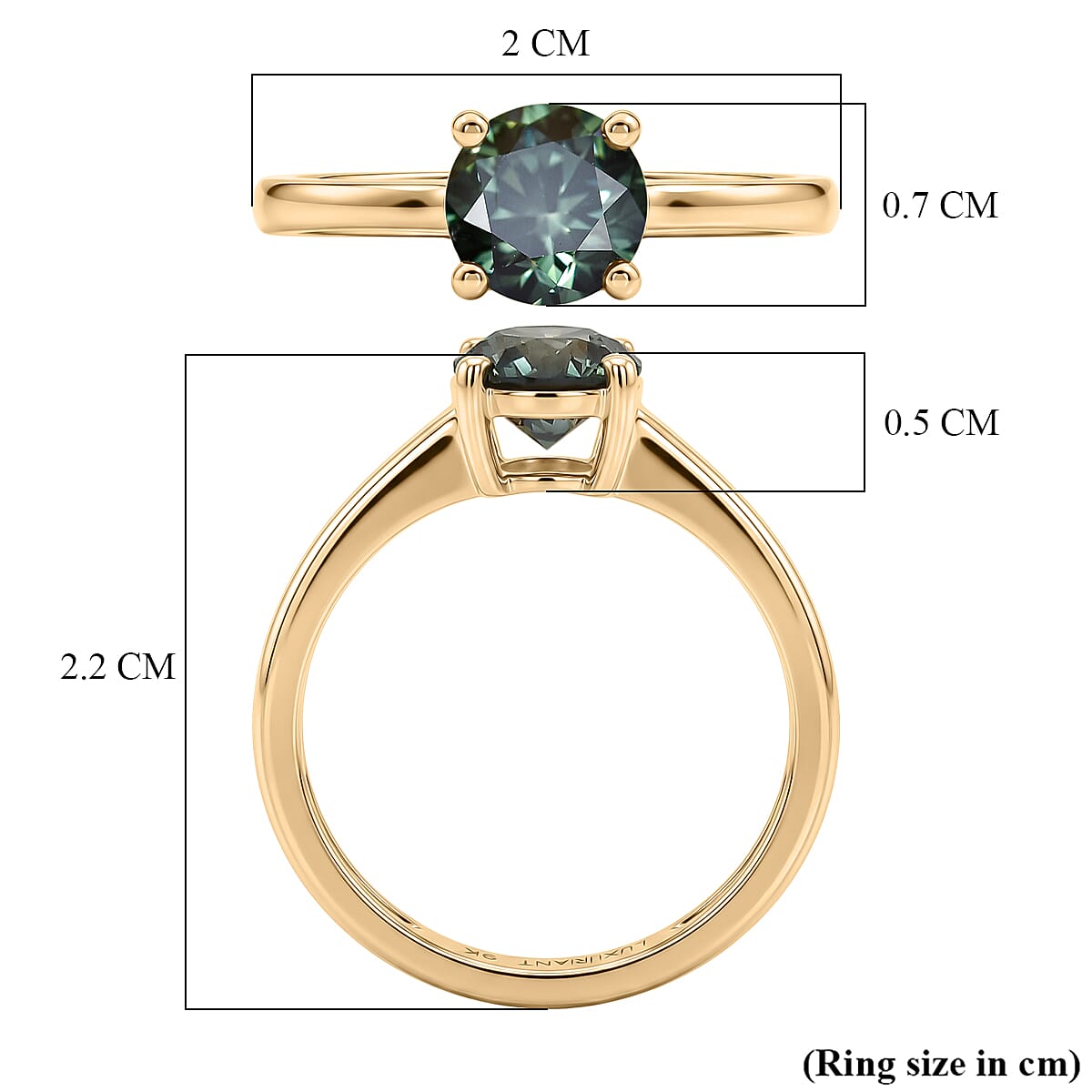 Luxuriant - 9K Yellow Gold SGL Certified Lab Grown Green Diamond (SI) Solitaire Ring 1.00 Ct.