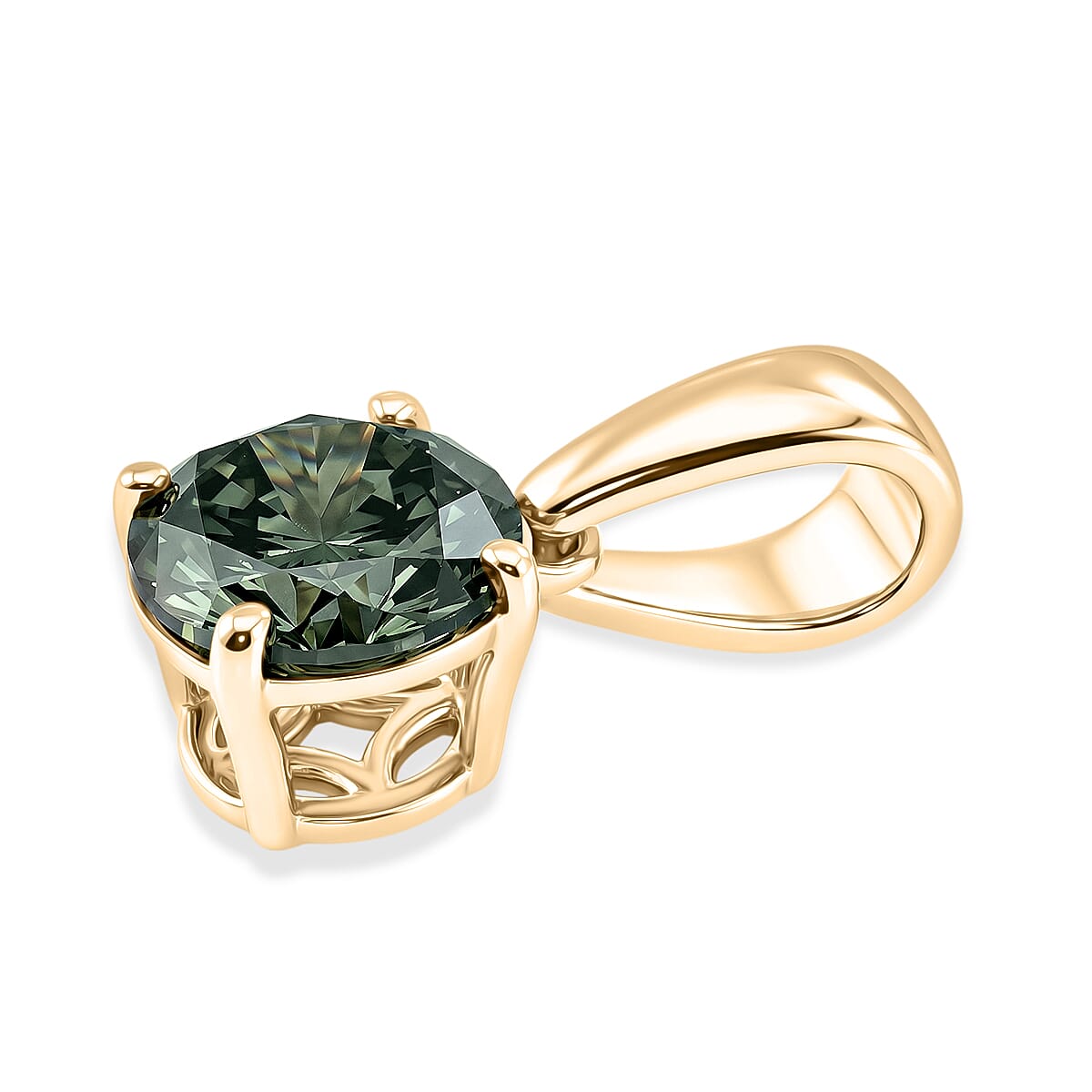 Luxuriant - 9K Yellow Gold SGL Certified Lab Grown Green Diamond (SI) Pendant 1.00 Ct.