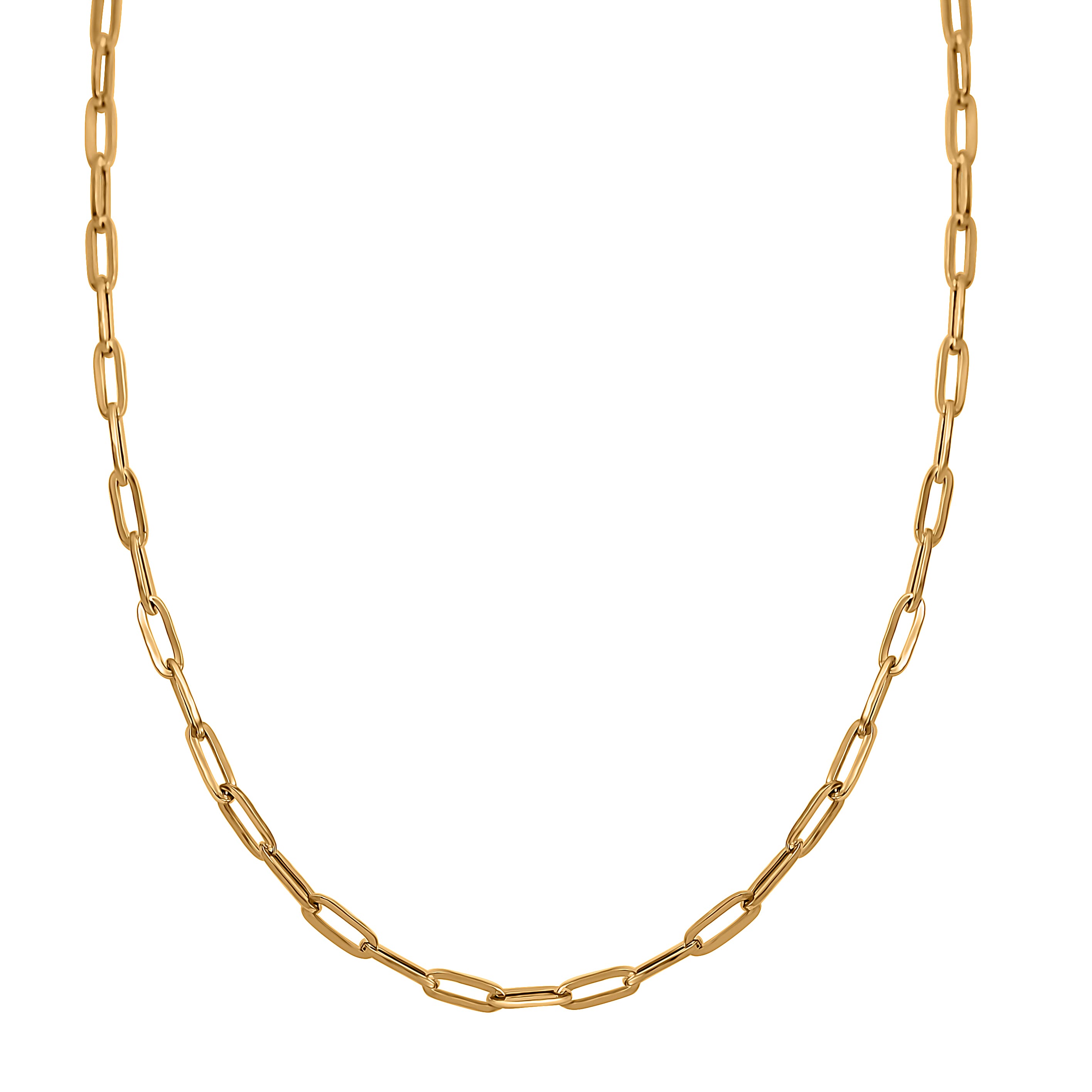 9K Yellow Gold Paperclip Necklace (Size - 18) with Lobster Clasp