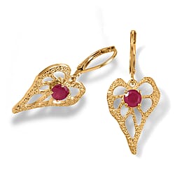 EverTrue - Fissure Filled Blue Sapphire Heart Dangle Earring with Lever Back in Yellow Gold Tone 1.50 Ct.