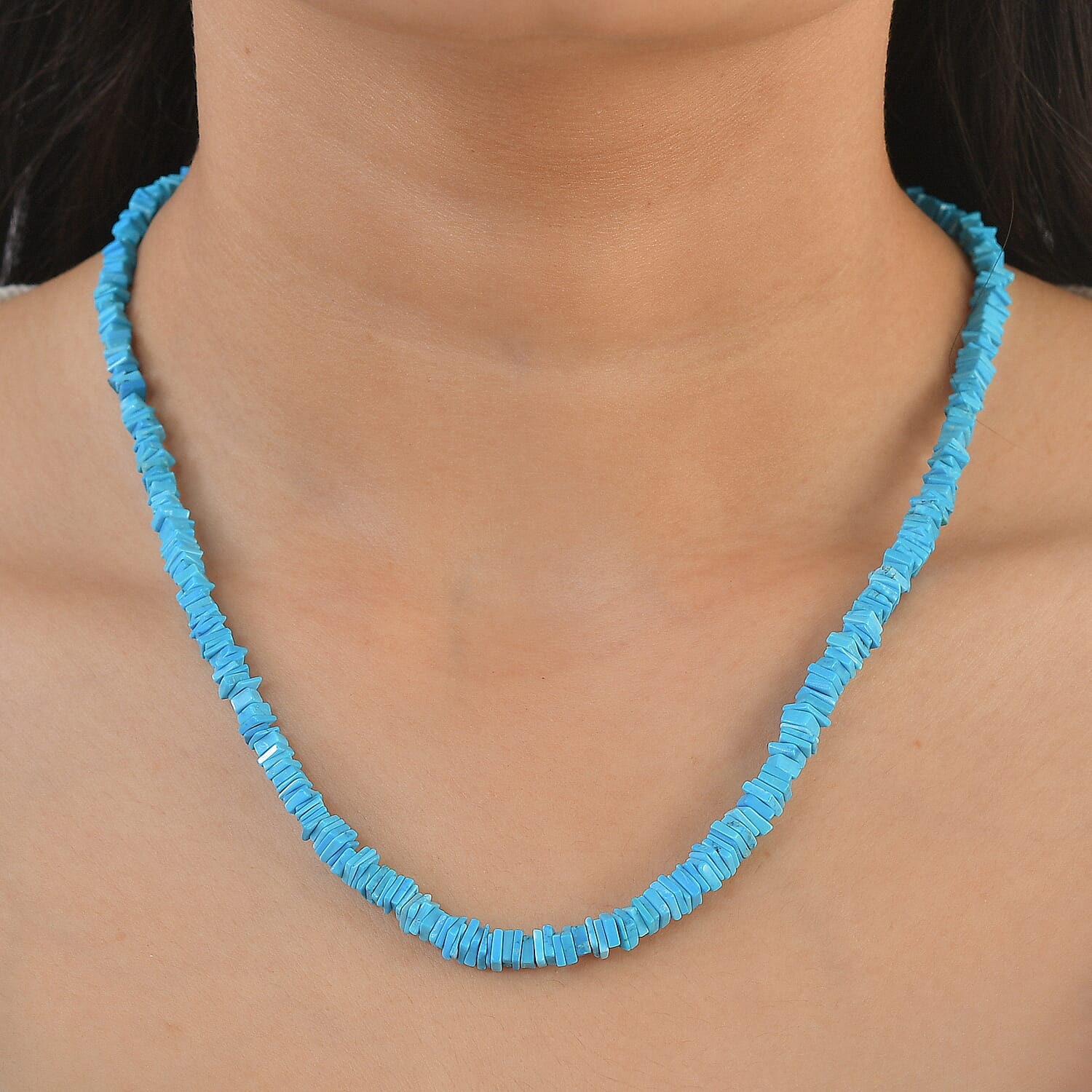 D'Joy - Turquoise Necklace (Size - 18-2 Ext) in Rhodium Overlay Sterling Silver 95.00 Ct.
