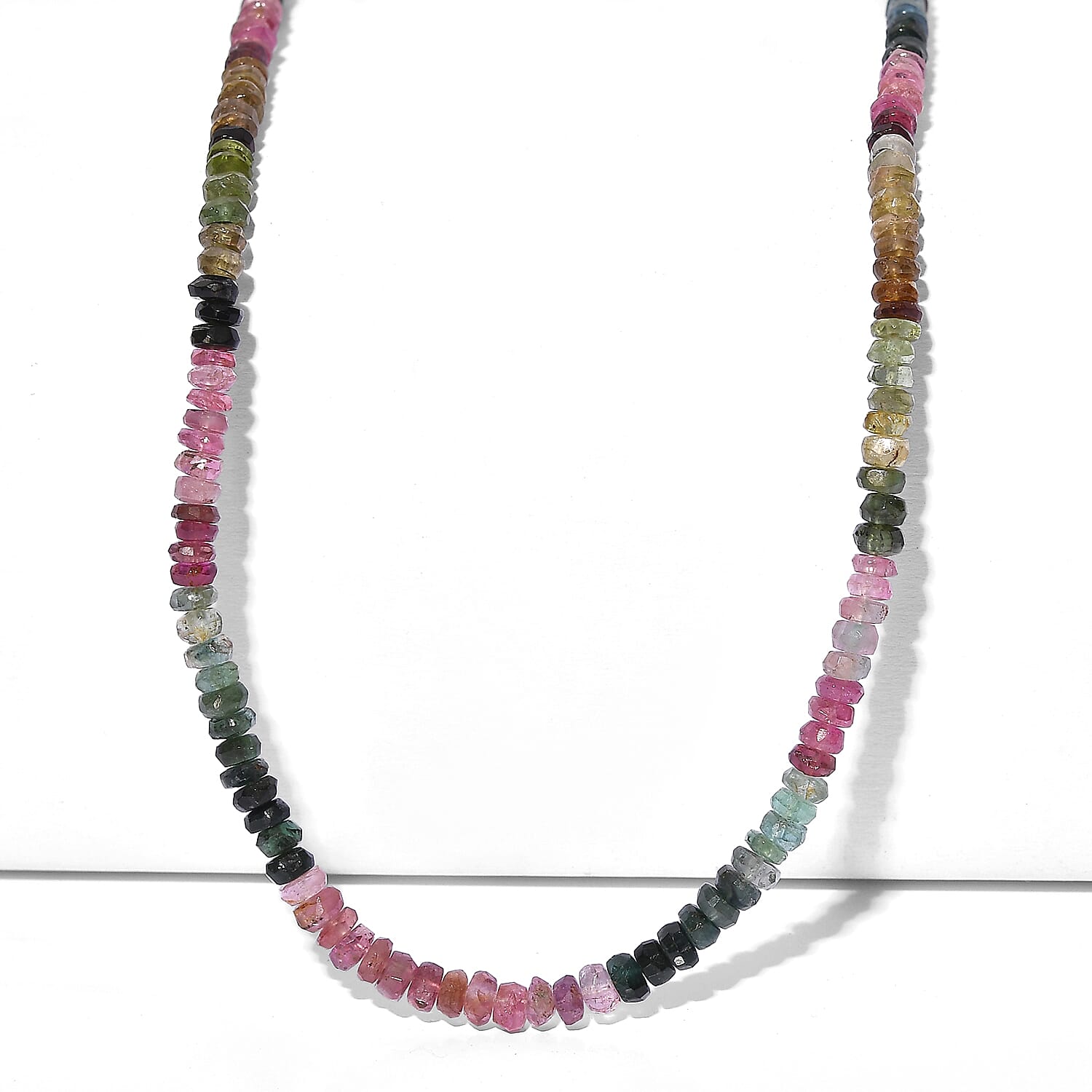 D'Joy - Multi-Tourmaline Necklace (Size - 18-2 Ext) in Rhodium Overlay Sterling Silver 55.00 Ct.