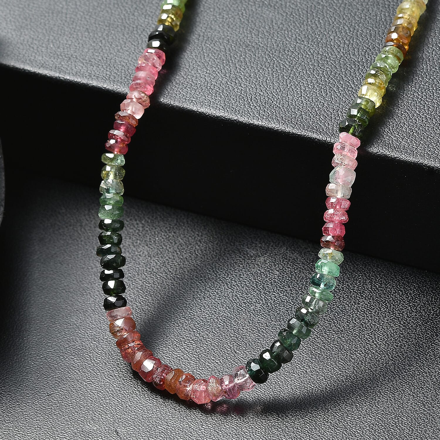 D'Joy - Multi-Tourmaline Necklace (Size - 18-2 Ext) in Rhodium Overlay Sterling Silver 55.00 Ct.