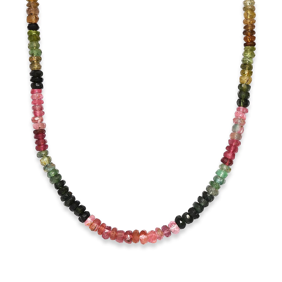 D'Joy - Multi-Tourmaline Necklace (Size - 18-2 Ext) in Rhodium Overlay Sterling Silver 55.00 Ct.