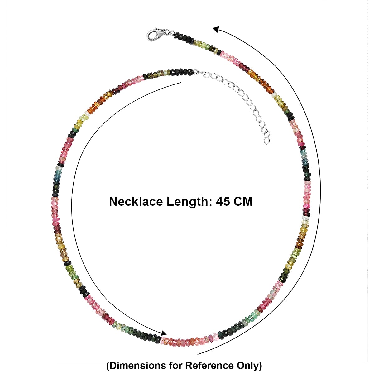 D'Joy - Multi-Tourmaline Necklace (Size - 18-2 Ext) in Rhodium Overlay Sterling Silver 55.00 Ct.