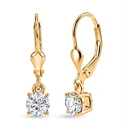D'Joy Moissanite Solitaire Stud Push Post Earring in 18K YG VermeilSterling Silver  0.930  Ct.