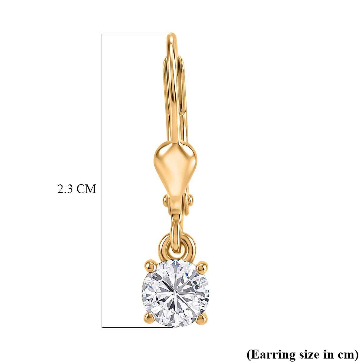 D'Joy Moissanite Solitaire Stud Push Post Earring in 18K YG VermeilSterling Silver  0.930  Ct.