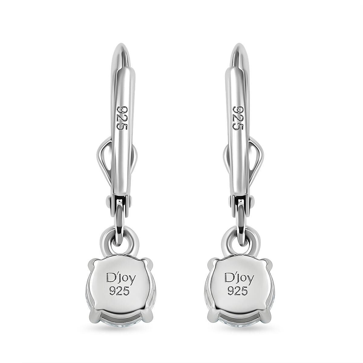 D'Joy Moissanite Solitaire Stud Push Post Earring in Rhodium OverlaySterling Silver  0.930  Ct.