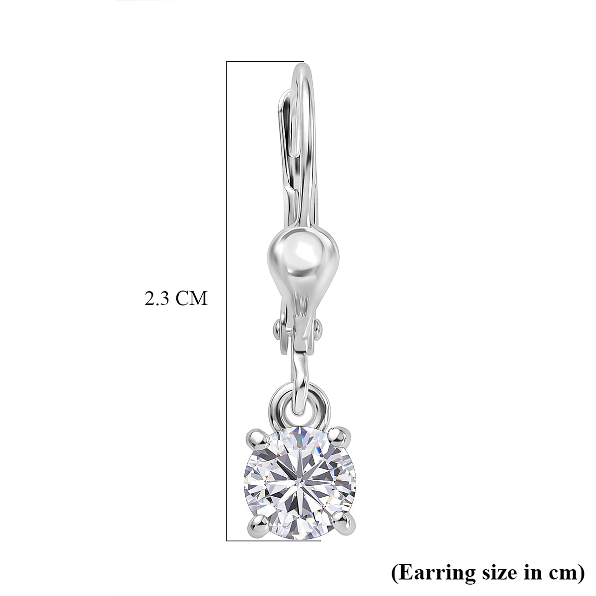D'Joy Moissanite Solitaire Stud Push Post Earring in Rhodium OverlaySterling Silver  0.930  Ct.