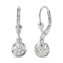 D'Joy Moissanite Solitaire Lever Back Earring in 18K YG VermeilSterling Silver  0.916  Ct.