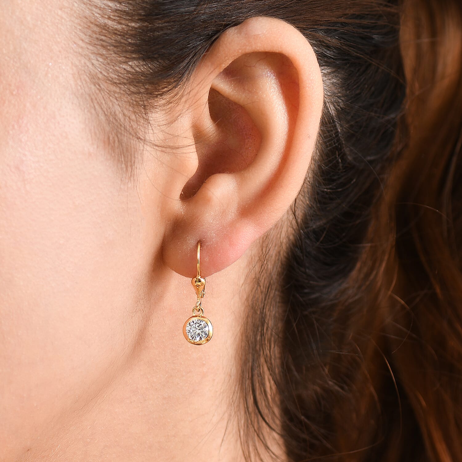 D'Joy Moissanite Earring in 18K YG VermeilSterling Silver  2.002  Ct.
