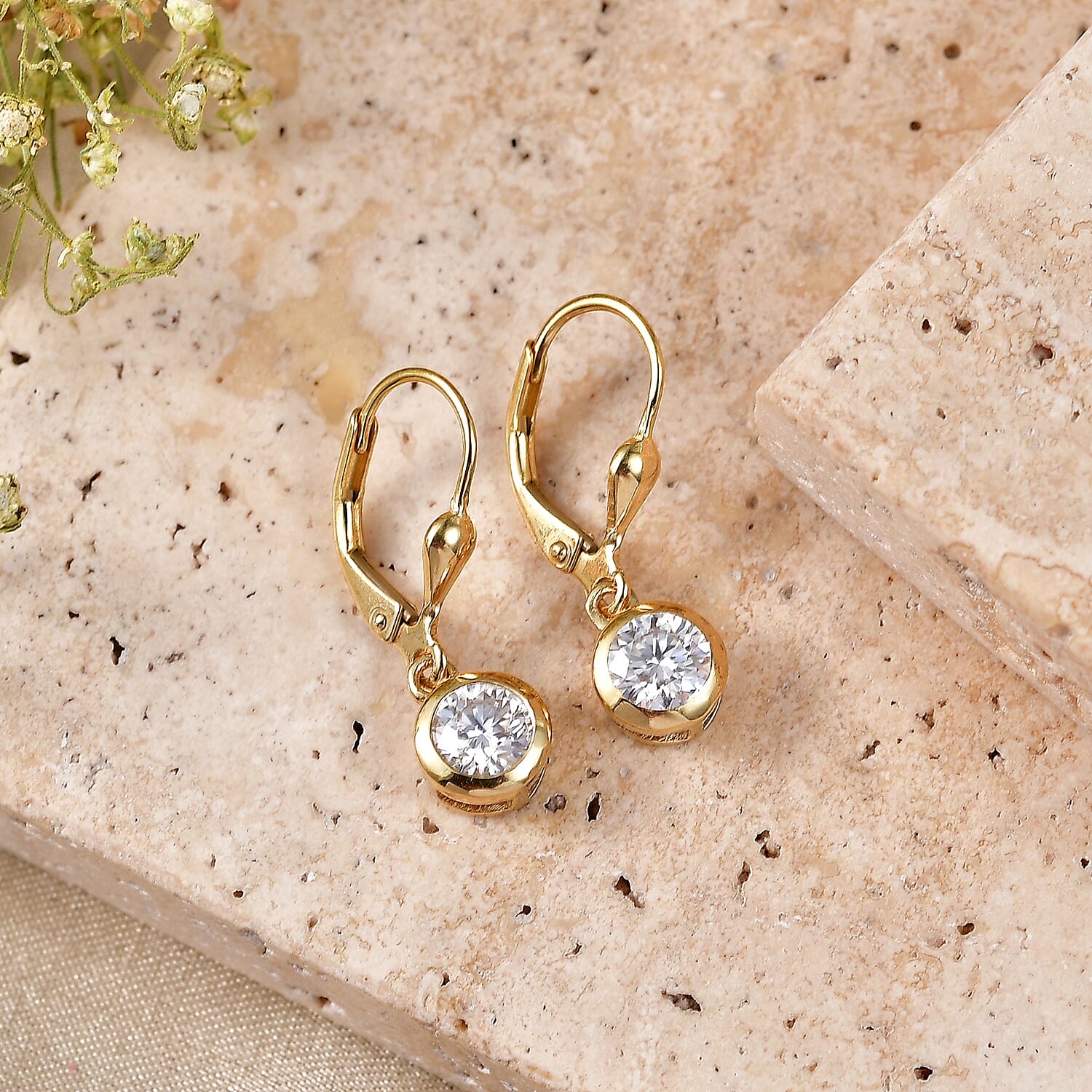 D'Joy Moissanite Earring in 18K YG VermeilSterling Silver  2.002  Ct.