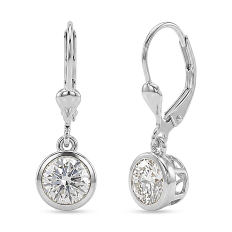 D'Joy Moissanite Earring in Rhodium OverlaySterling Silver  2.002  Ct.