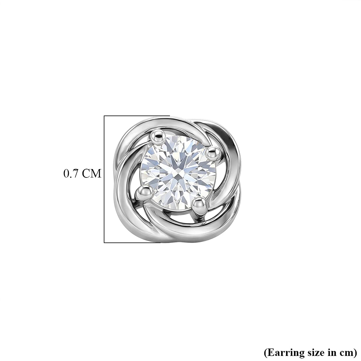 Royal Bali Collection - D'Joy Moissanite Solitaire Stud Push Post Earring in Rhodium Overlay Sterling Silver