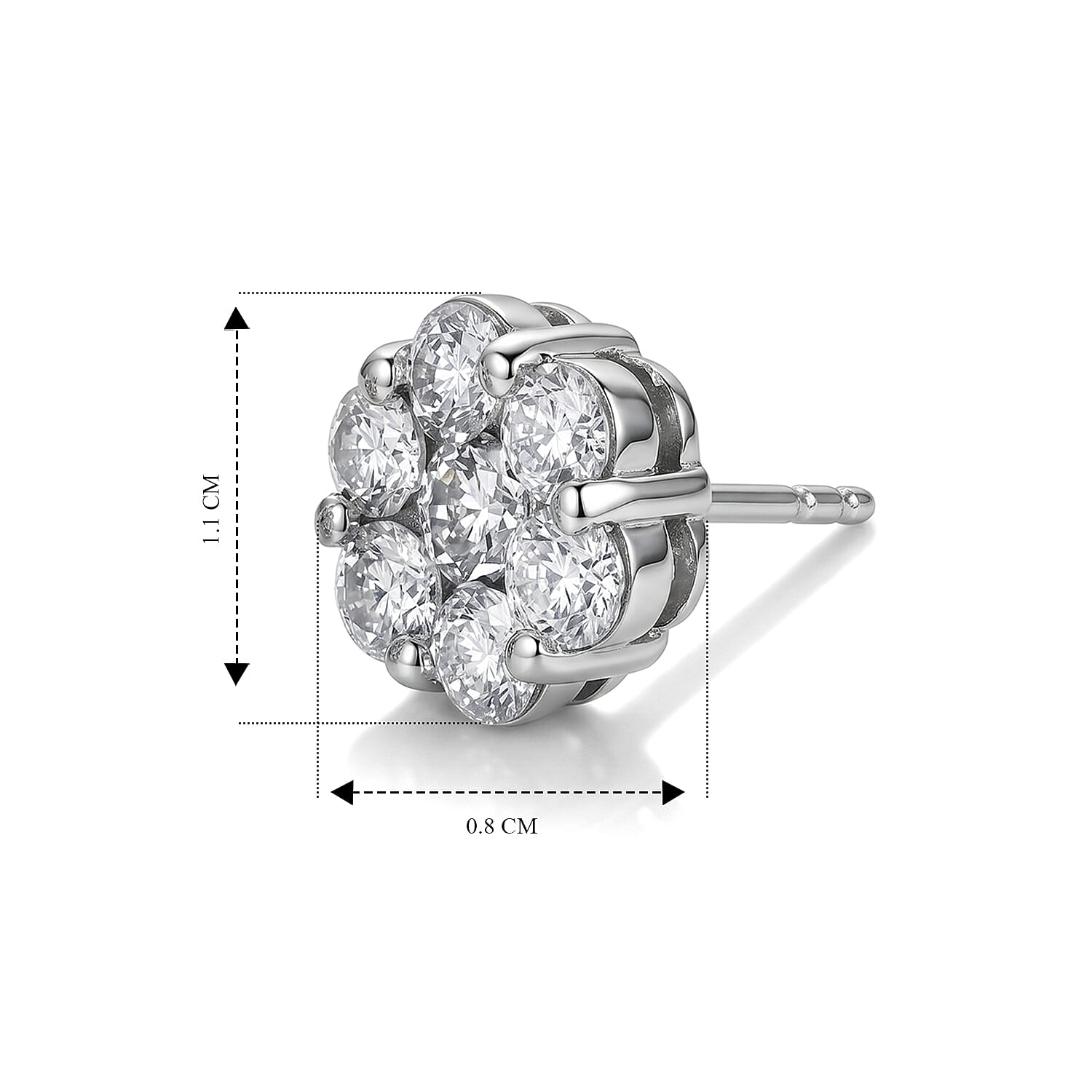 Royal Bali Collection - D'Joy Moissanite Pressure Set Earring with Push Back in Platinum Overlay Sterling Silver 2.00 Ct.