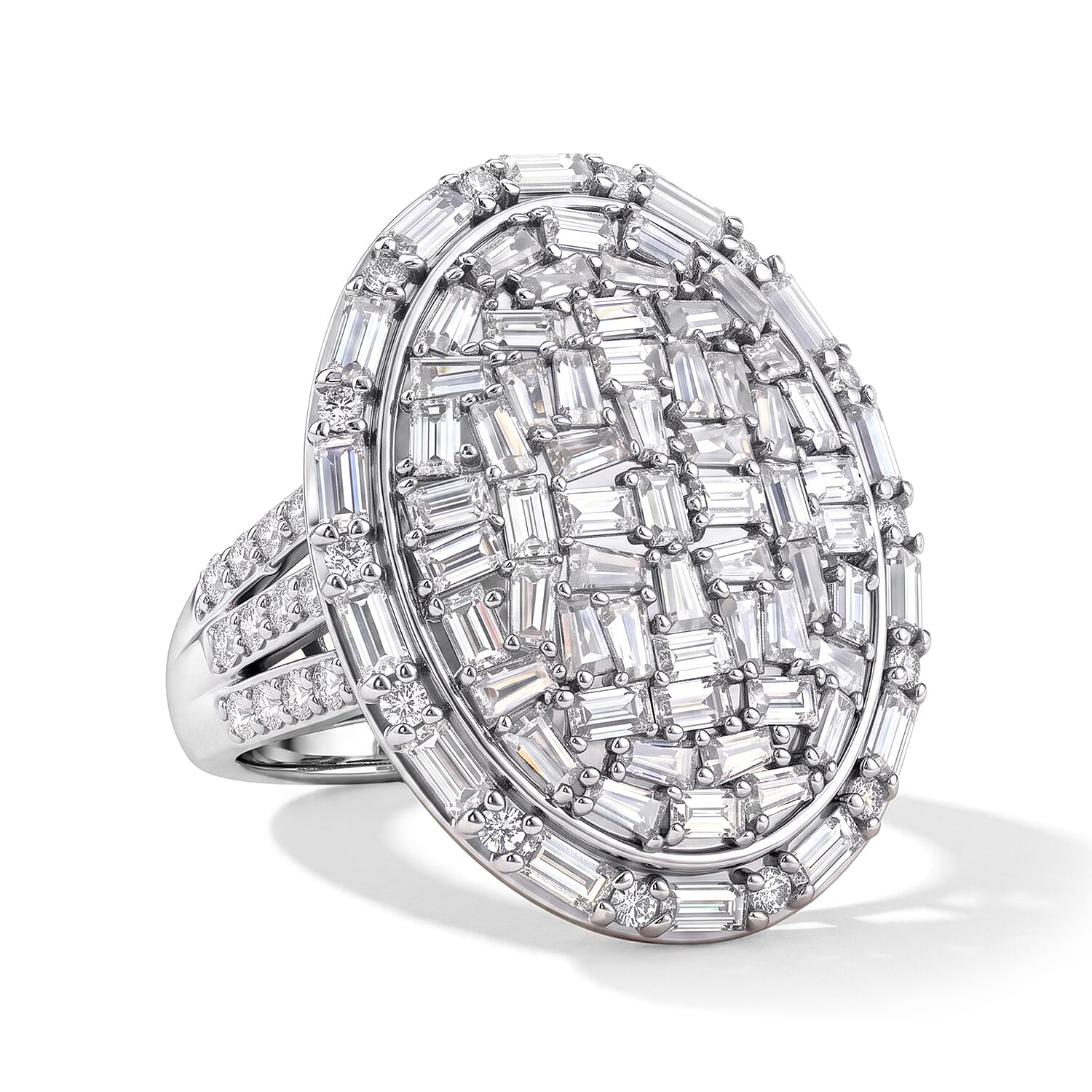 Royal Bali Collection - D'Joy Moissanite Ring in Rhodium Overlay Sterling Silver 3.30 Ct.