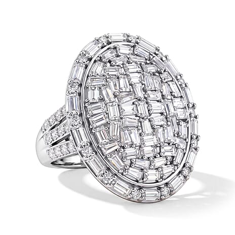 Royal Bali Collection - D'Joy Moissanite Ring in Rhodium Overlay Sterling Silver 3.30 Ct.