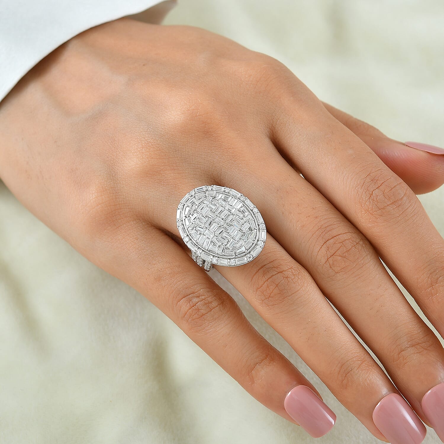 Royal Bali Collection - D'Joy Moissanite Ring in Rhodium Overlay Sterling Silver 3.30 Ct.